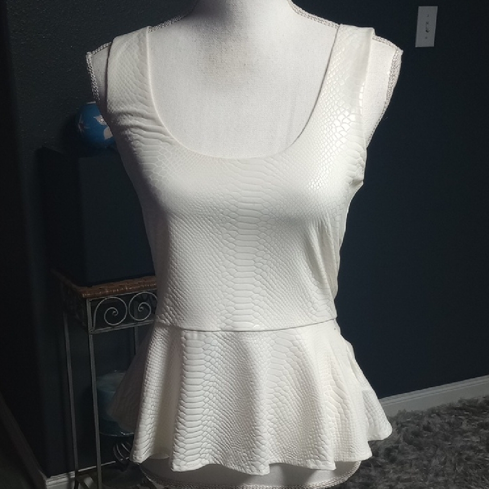 Bebe White Peplum Tank Top